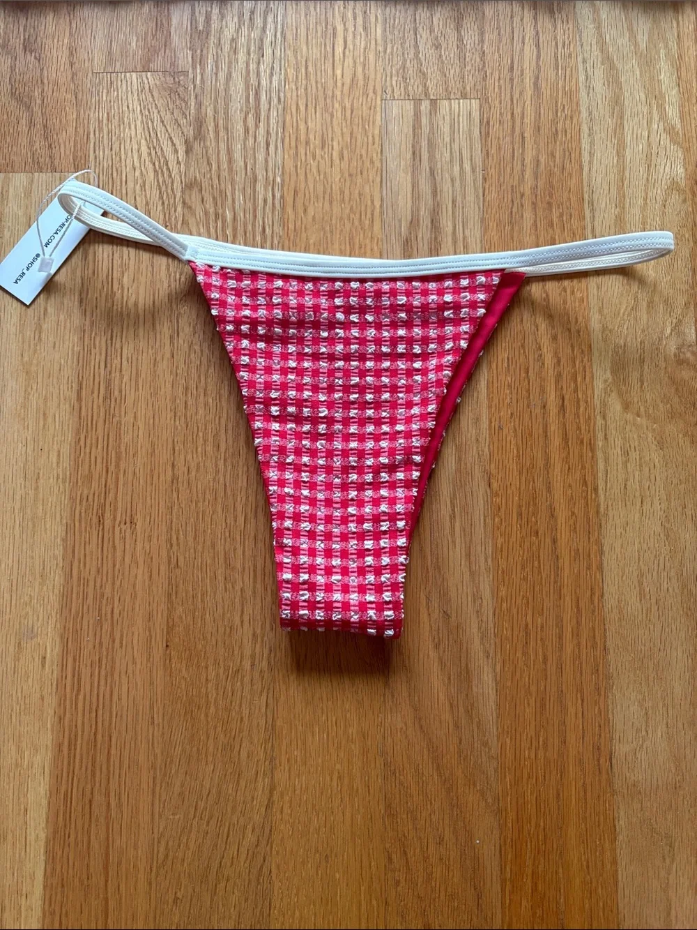RESA swim NWT red checkered bikini bottom XS